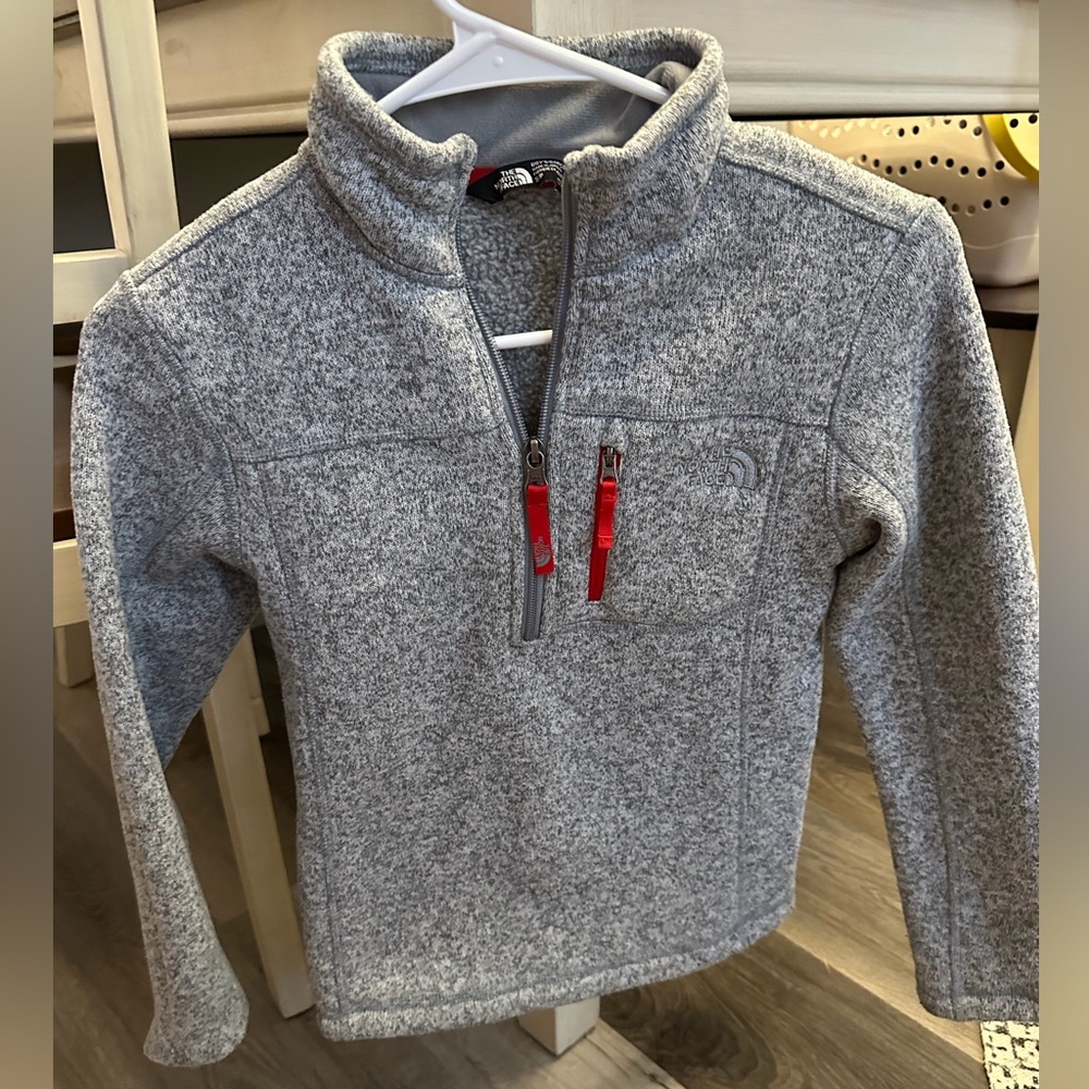 The North Face Kids Gray and Red Fleece Jacket